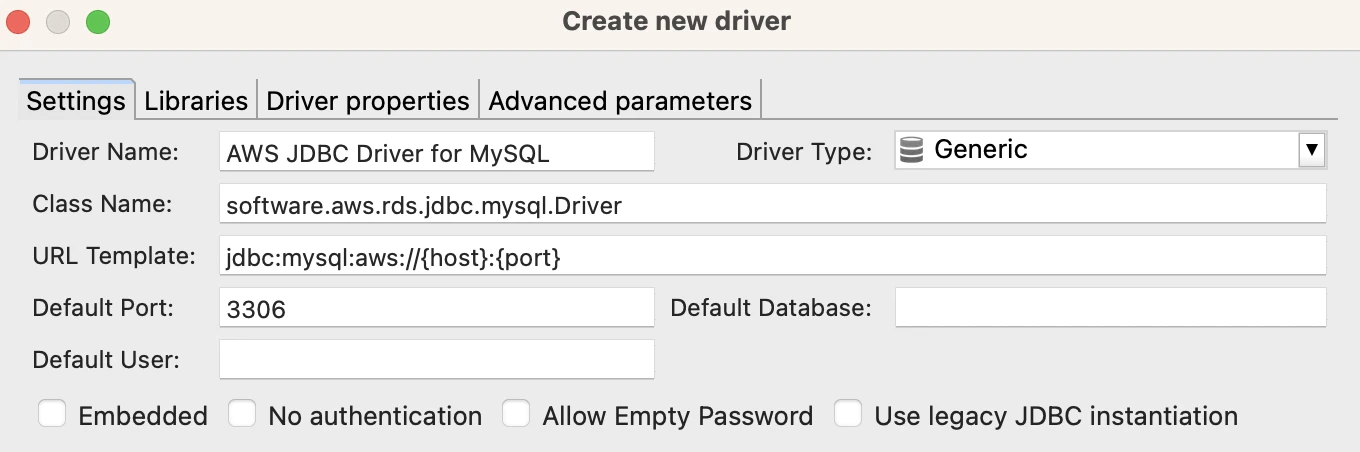 MySQL-Driver-Settings